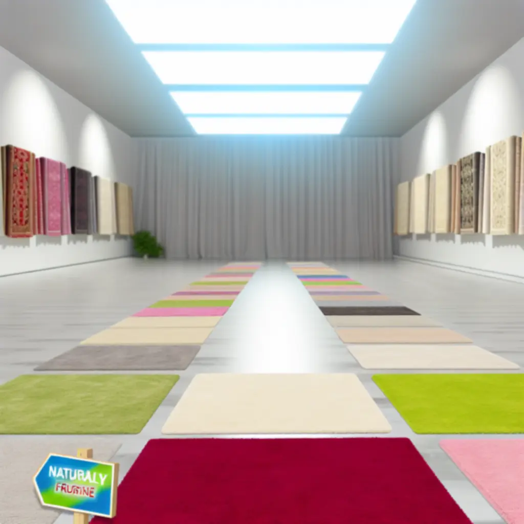 Frissen kitisztított szőnyegek bemutatóteremben