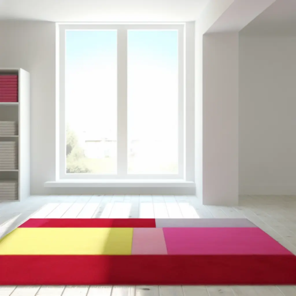 Frissen kitisztított, világos szőnyeg egy nappaliban