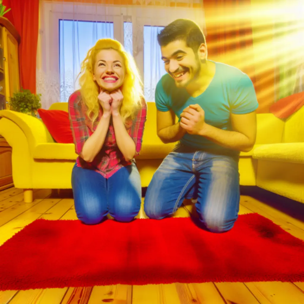 Tiszta szőnyeggel berendezett nappali elégedett ügyféllel