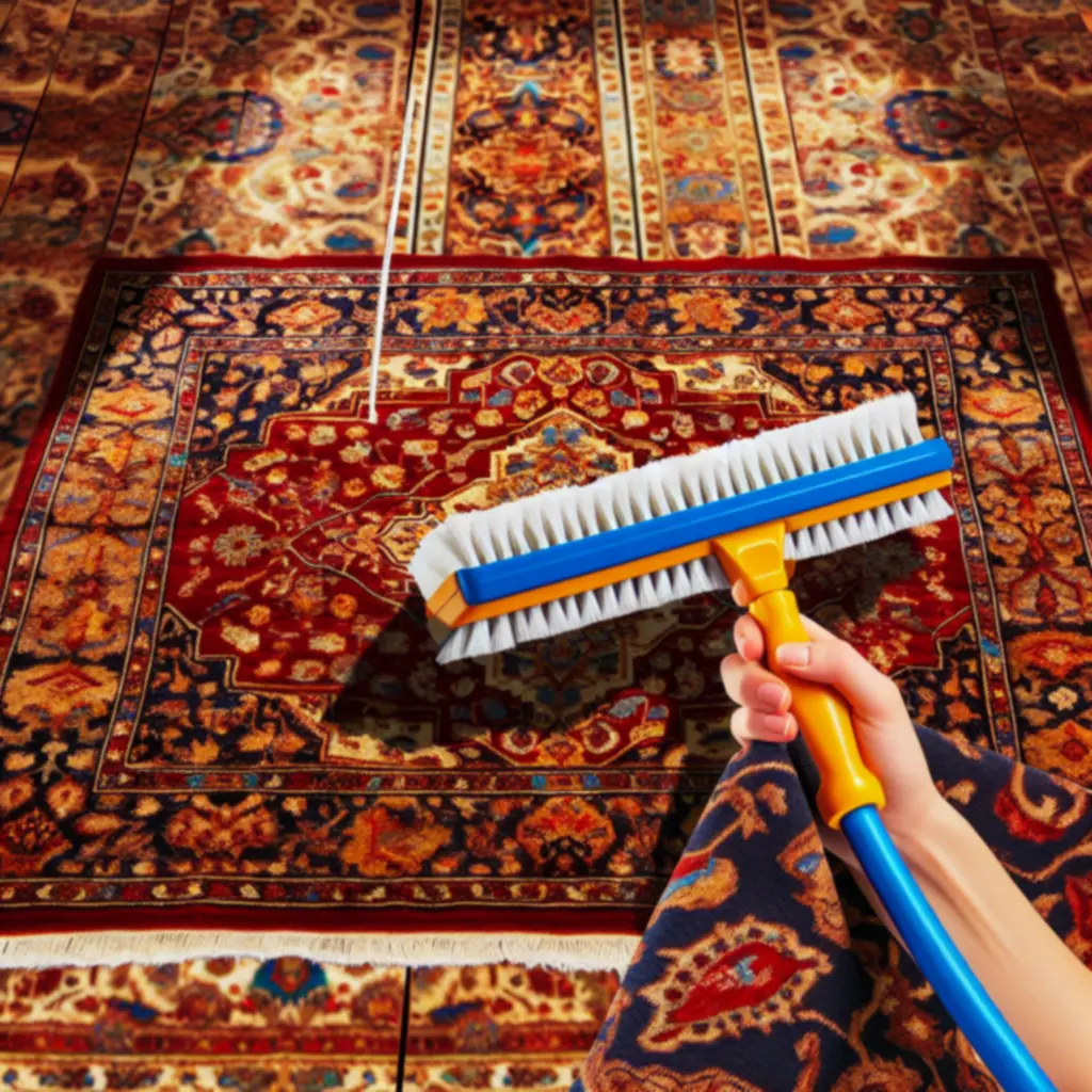 Perzsa és keleti szőnyeg részletének közeli fotója