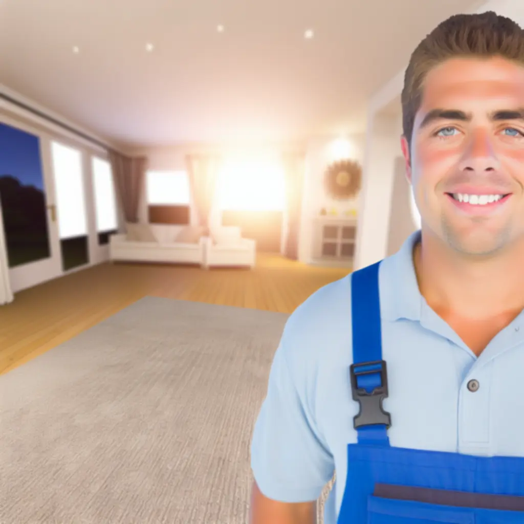 Elégedett ügyfél frissen tisztított szőnyegen